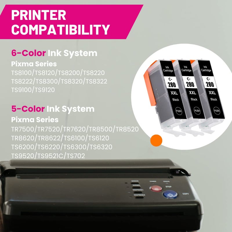 IN INTACTECH Intactech Compatible 280XXLPGBK Black Ink Cartridges Replacement for Canon PGI-280XXL PGBK PGI-280 XXL Black Ink Tank Work with Pixma TS6120 TS8120 TR7520 TR8520 TS9120 TS6220 TS8220 TS9520 - Image 3